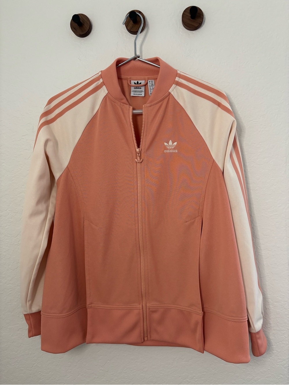 adidas Women's Peach and Cream Bomber Track Jacket with slit hem